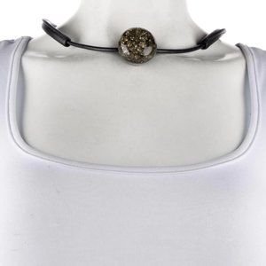 Marni Leather, Pyrite & Horn Collar Necklace